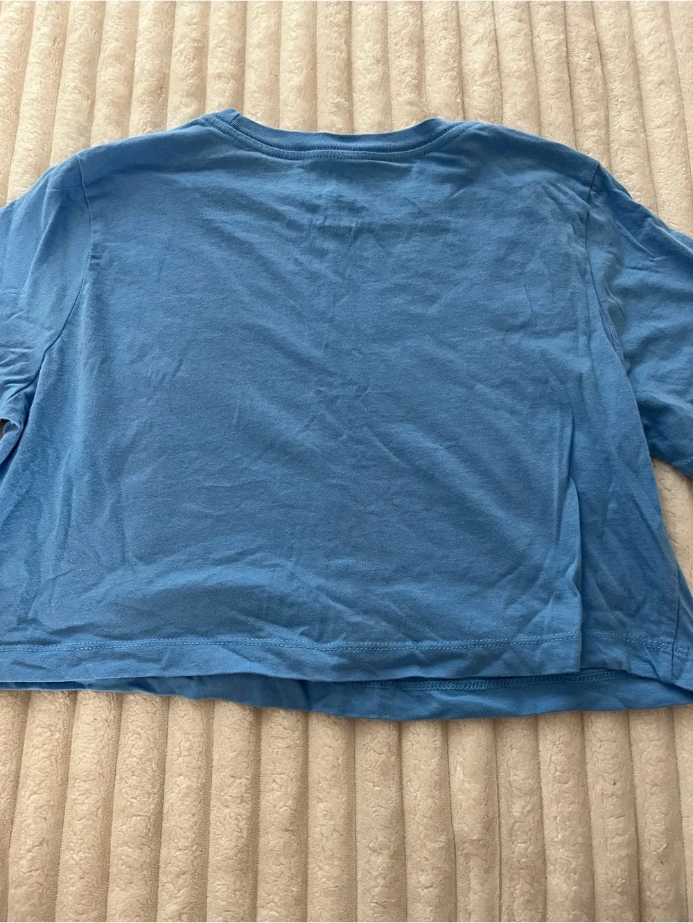 Nike Girls Cropped Sky Blue Tee with White Swoosh